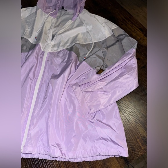 Waterproof‎ rain jacket Raincoat packable Women's Lavender and White - Picture 5 of 9